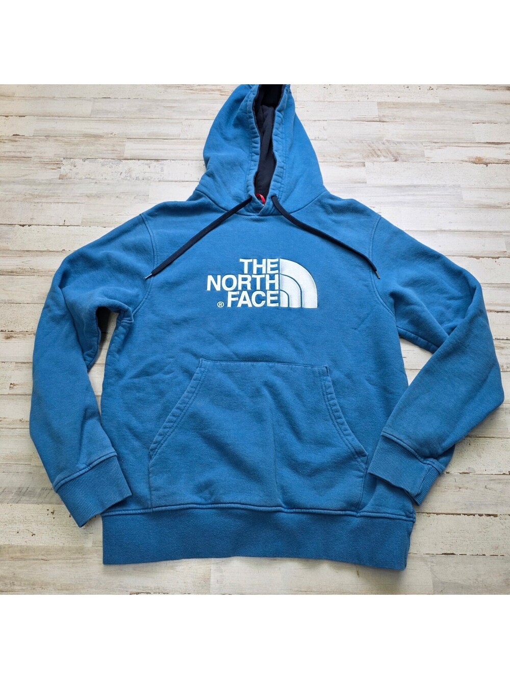 The North Face Hoodie Men's M Blue Pullover Fleece Sweatshirt Embroidered Logo